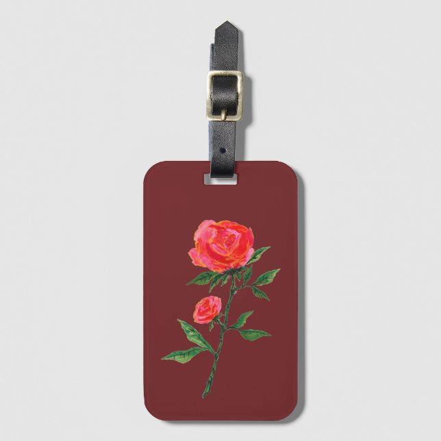 Etiqueta de bagagem de rosa vermelha (Frente Vertical)