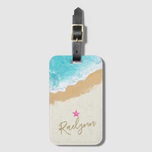 Etiqueta de Bagagem de Surf na Praia