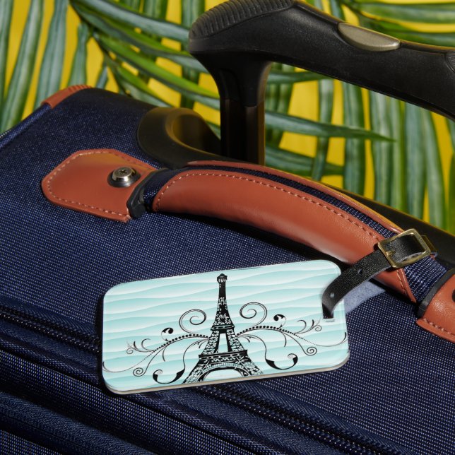 Etiqueta de Bagagem de Torre Teal Eiffel (Frente Insitu 3)