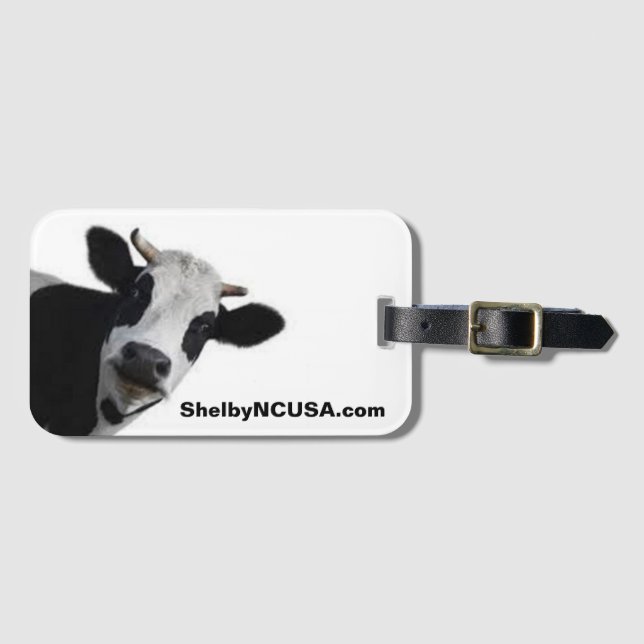 Etiqueta de bagagem de vaca curiosa (Frente Horizontal)