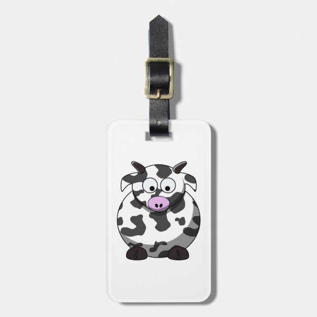 Etiqueta de Bagagem de Vaca de Cartoon (Frente Vertical)