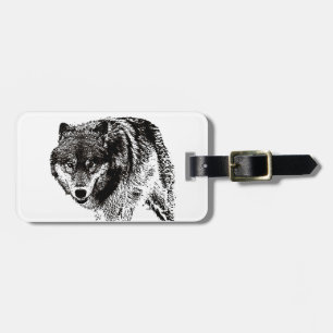 Etiqueta de bagagem de Viagem de lobo selvagem pre