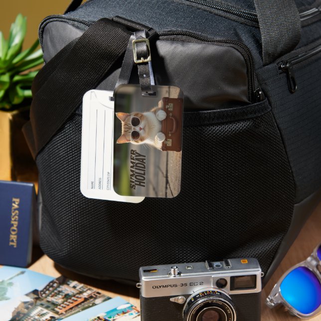 Etiqueta de bagagem de viagem ousada e divertida (Frente e Verso)