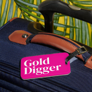 Etiqueta de bagagem de viagem rosa néon engraçada