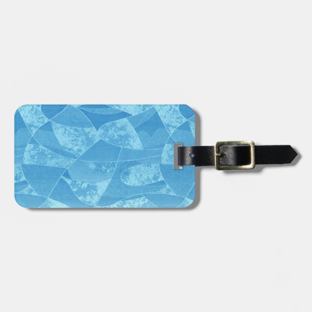 Etiqueta de Bagagem de Vidro Azul Personalizada (Frente Horizontal)