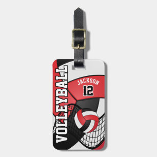 Etiqueta De Bagagem 🏐 de Voleibol do Esporte - Vermelho, Branco e N