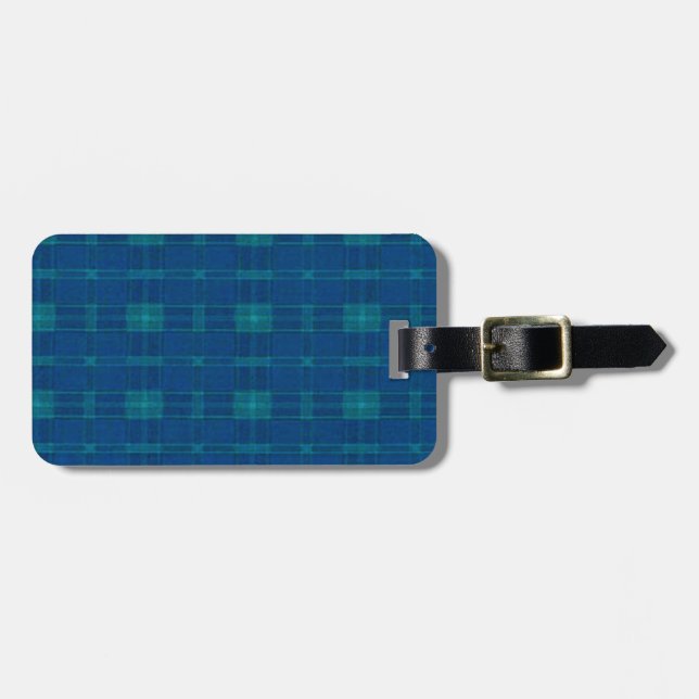 Etiqueta de bagagem de Xadrez azul personalizada (Frente Horizontal)