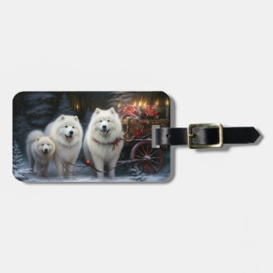 Etiqueta De Bagagem Decoração de Natal Samoyed Snowy Sleigh