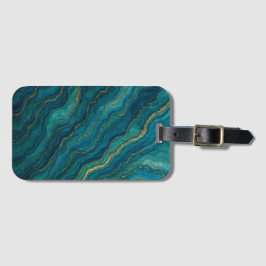 Etiqueta De Bagagem Deep Blue Ocean Marble Agate Texture