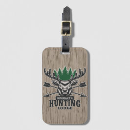 Etiqueta De Bagagem Deer Elk Hunter ADD NAME Arco Hunting Lodge Cabin
