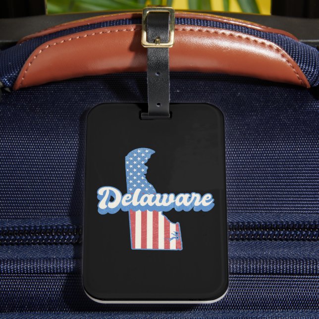 Etiqueta De Bagagem Delaware USA Map bandeira americana (Frente Insitu 2)