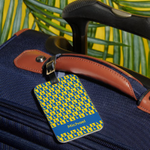 Etiqueta De Bagagem Delaware Xadrez Blue Gold Personalizar