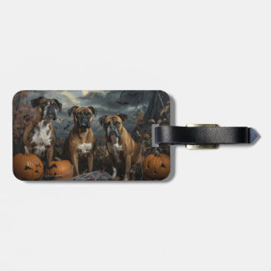 Etiqueta De Bagagem Delícia Canina Noturna de Halloween do Boxer