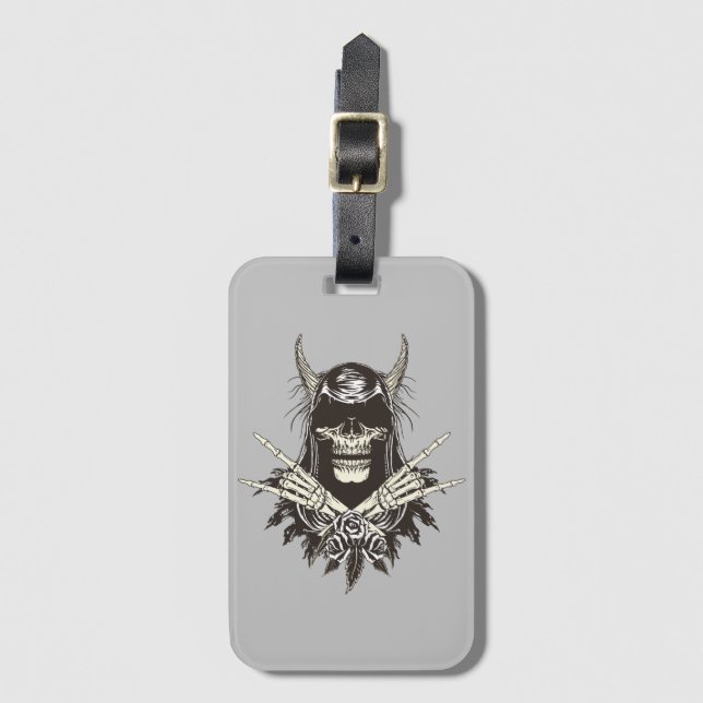 Etiqueta De Bagagem Demon Skull (Frente Vertical)