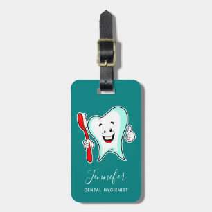 Etiqueta De Bagagem Dente feliz com cuidado dentário