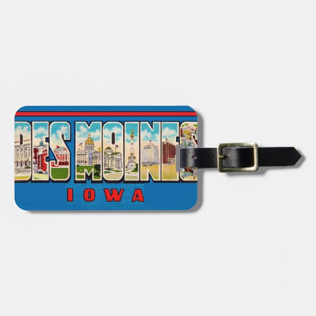Etiqueta de Bagagem Des Moines Iowa (Frente Horizontal)