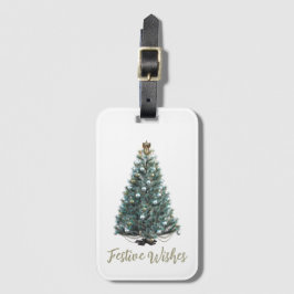 Etiqueta De Bagagem Desejos Festivos. Desenho de árvore de Natal