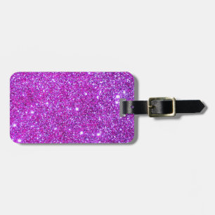 Etiqueta De Bagagem Desenhista Glam Sparkly roxo cor-de-rosa do brilho
