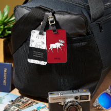 Desenho de alce com fundo vermelho