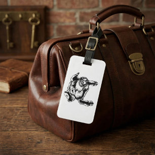 Etiqueta De Bagagem Desenho de Animal de Fazenda Cabeça de Porco em Pr