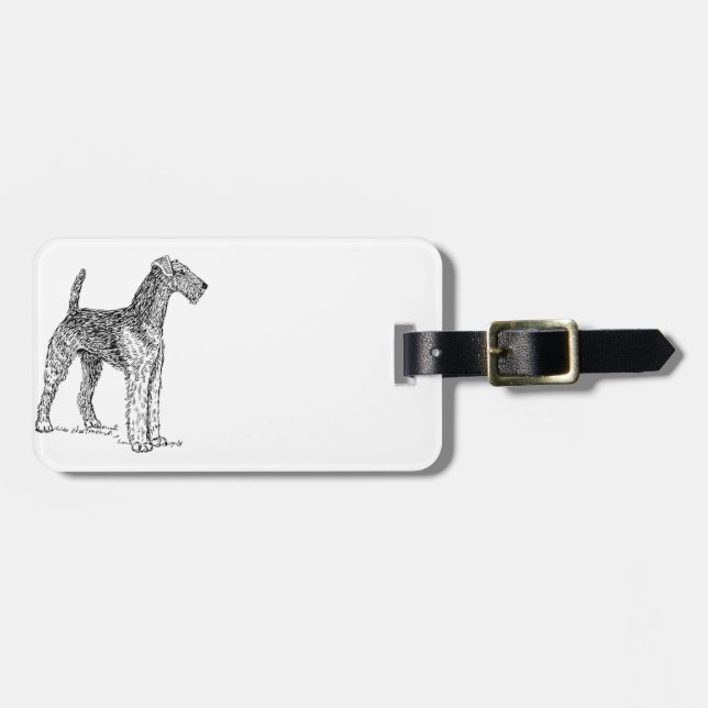 Etiqueta De Bagagem Desenho de Cão Elegante Airedale Terrier (Frente Horizontal)