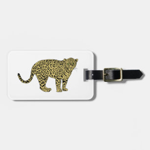 Etiqueta De Bagagem Desenho de Gato Malhado Leopardo Onça Vintage