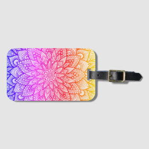 Etiqueta De Bagagem Desenho de Mandala Multicolorido Arte Original