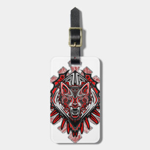 Etiqueta De Bagagem Desenho de Totem Tribal Haida de Lobo
