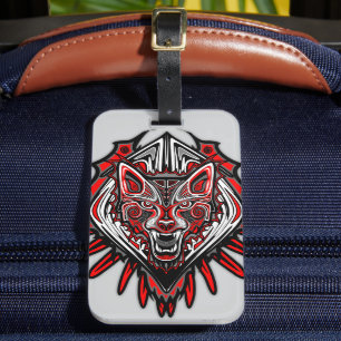 Etiqueta De Bagagem Desenho de Totem Tribal Haida de Lobo
