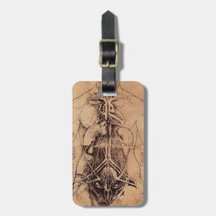Etiqueta De Bagagem Desenho do torso de uma mulher por Leonardo da