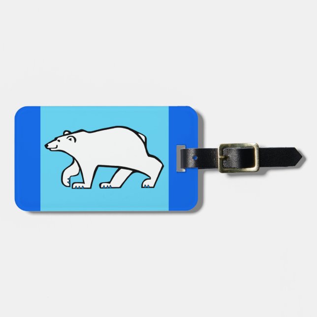 Etiqueta De Bagagem Desenho manual - Urso Polar - Azul Ártico (Frente Horizontal)