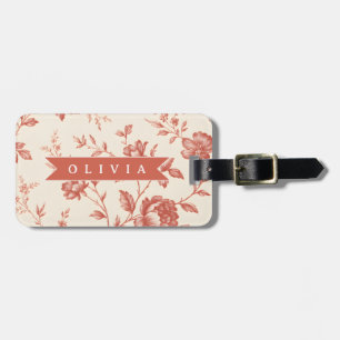 Etiqueta De Bagagem Desenho personalizado de toile floral delicada vin