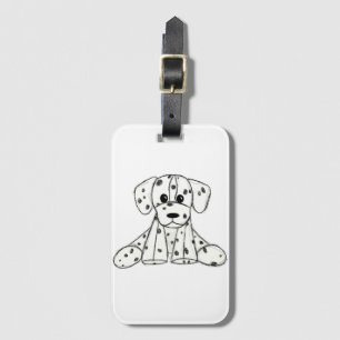 Etiqueta De Bagagem Desenho simples de um cão dalmata de pelúcia em pr