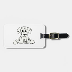 Etiqueta De Bagagem Desenho simples de um cão dalmata de pelúcia em pr