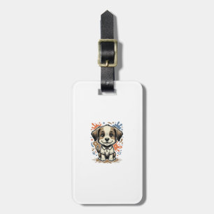 Etiqueta De Bagagem Desenho Vetorial de Gravação de Cachorrinho Fofo S