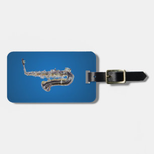 Etiqueta De Bagagem Desenhos animados do saxofone
