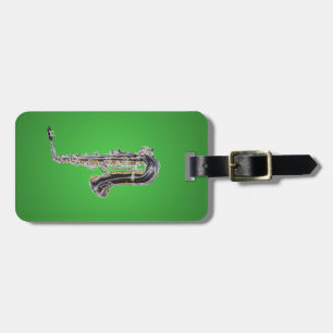 Etiqueta De Bagagem Desenhos animados do saxofone