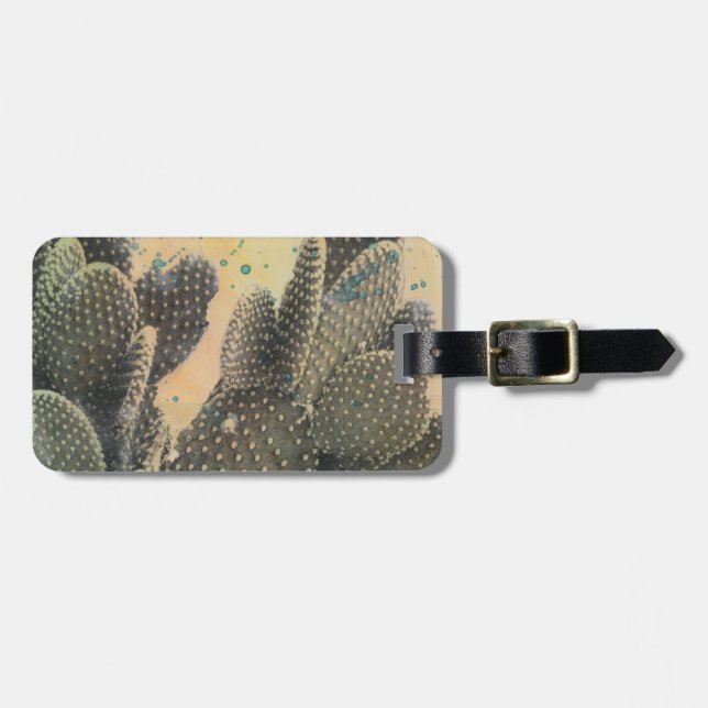 Etiqueta De Bagagem Desert Cactus | Frente Verde (Frente Horizontal)