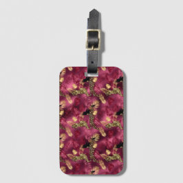 Etiqueta De Bagagem Design 10 da Série Burgundy e Dourada Leopard