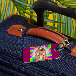 Etiqueta De Bagagem Design Arco-Íris Colorido Psicodélico