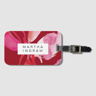 Etiqueta De Bagagem Design cor-de-água fria vermelha e rosa