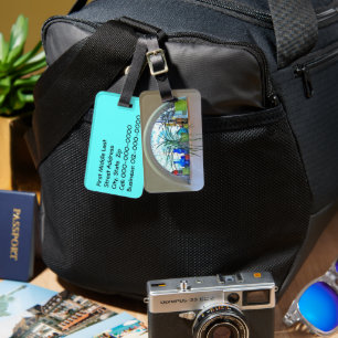 Etiqueta De Bagagem Design de Aquarela da Janela Metade