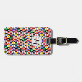 Etiqueta De Bagagem Design de Bola de Piscina Billiard Monograma