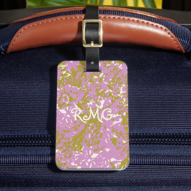 Etiqueta De Bagagem Design de Botânica Rosa Personalizada (Frente Insitu 2)
