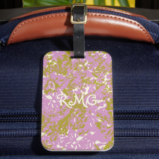 Etiqueta De Bagagem Design de Botânica Rosa Personalizada (Frente Insitu 2)
