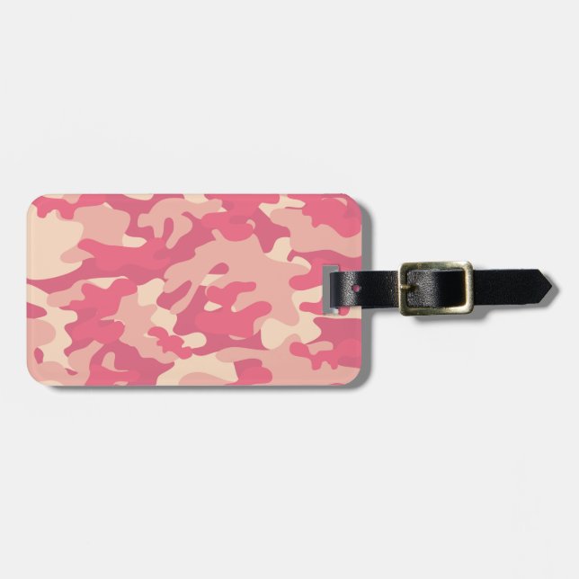 Etiqueta De Bagagem Design de Camo Rosa (Frente Horizontal)