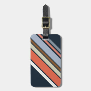 Etiqueta De Bagagem Design de faixas de estilo retrô diagonal
