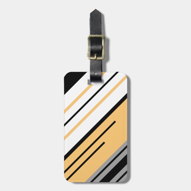 Etiqueta De Bagagem Design de faixas diagonais (Frente Vertical)