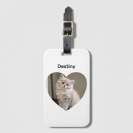 Etiqueta De Bagagem Design de Gato em Forma de Coração