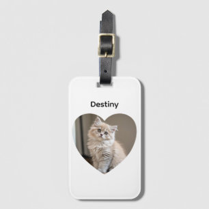 Etiqueta De Bagagem Design de Gato em Forma de Coração